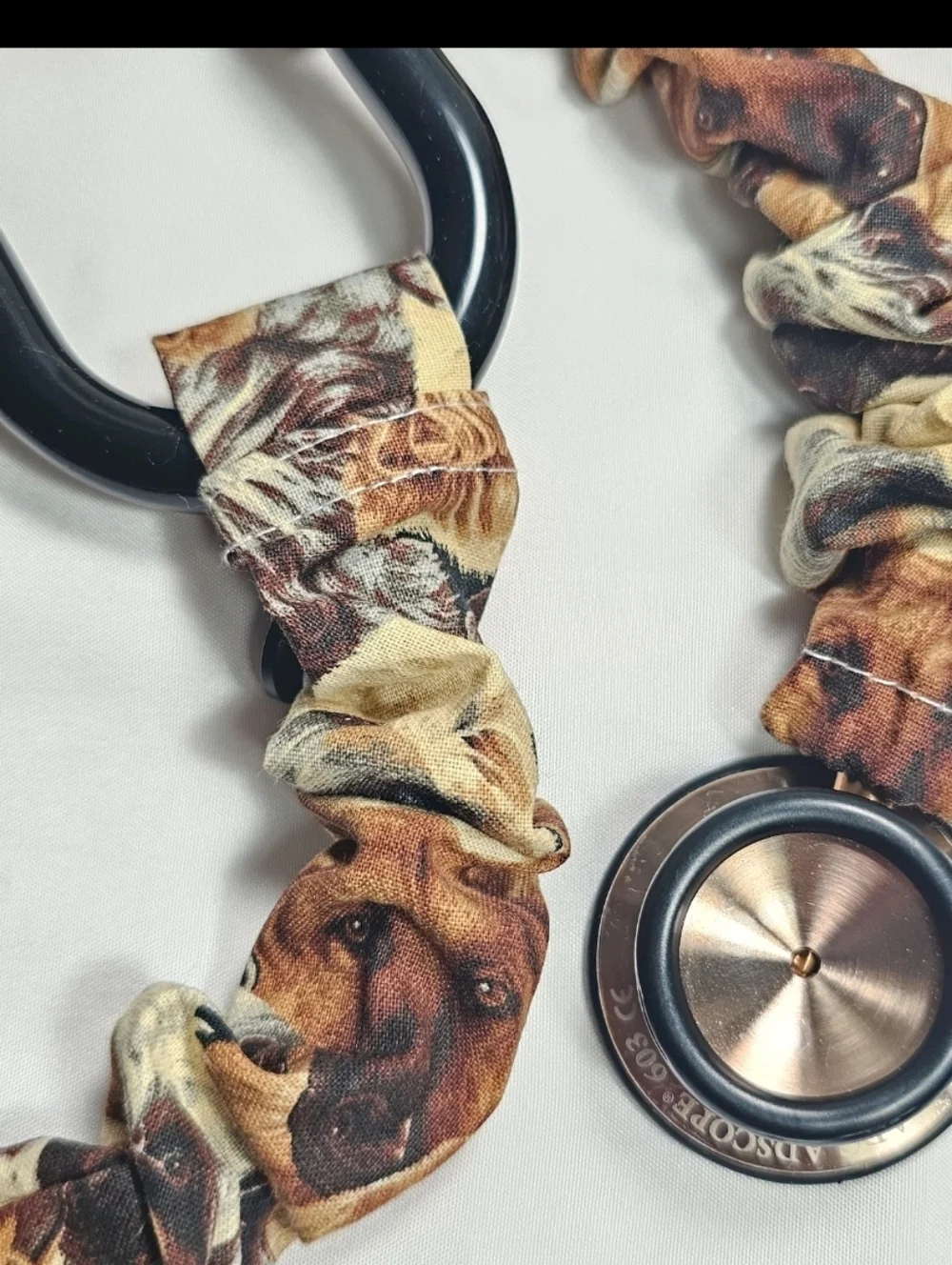 Handmade Unisex Dog Pack Print Brown Stethoscope Sleeve: Washable Cotton Cover